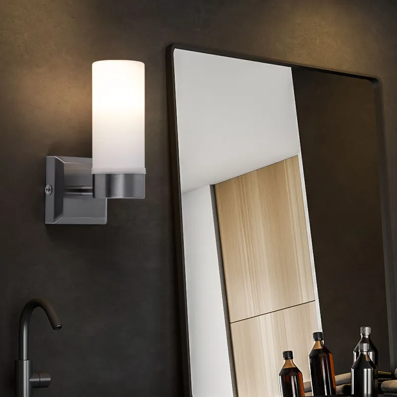 Wandlamp, IP44, opaal glas, mat nikkel, H 18,5 cm Bestel Nu