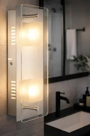 LED wandlamp, chroom, glas, gedeeltelijk gesatineerd, L 28 cm Direct Verzonden