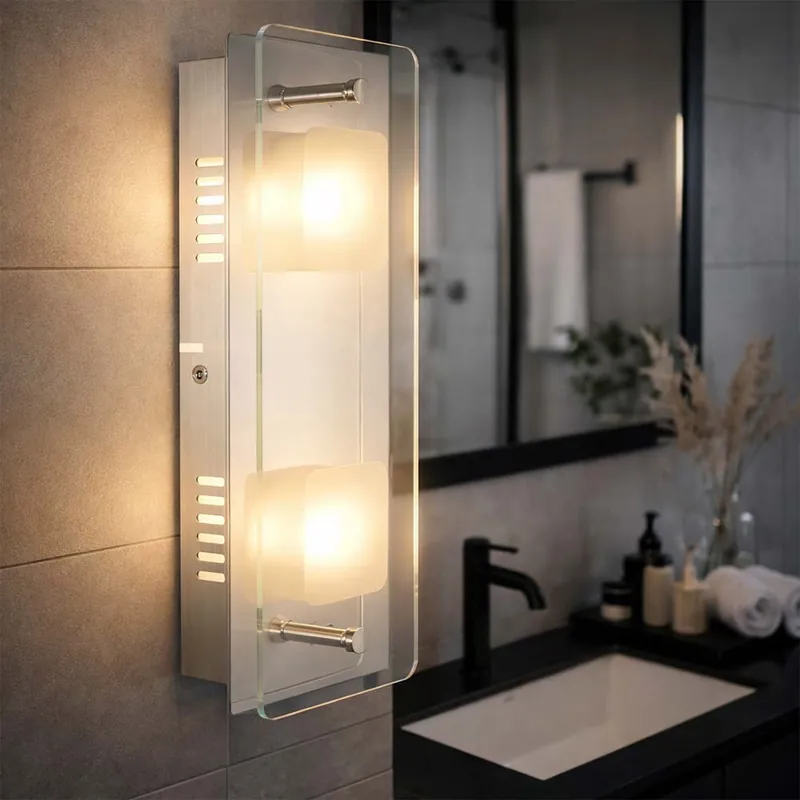 LED wandlamp, chroom, glas, gedeeltelijk gesatineerd, L 28 cm Direct Verzonden