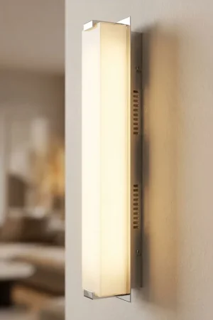 LED wandlamp, glas, chroom, gesatineerd, L 61cm Goedkoop