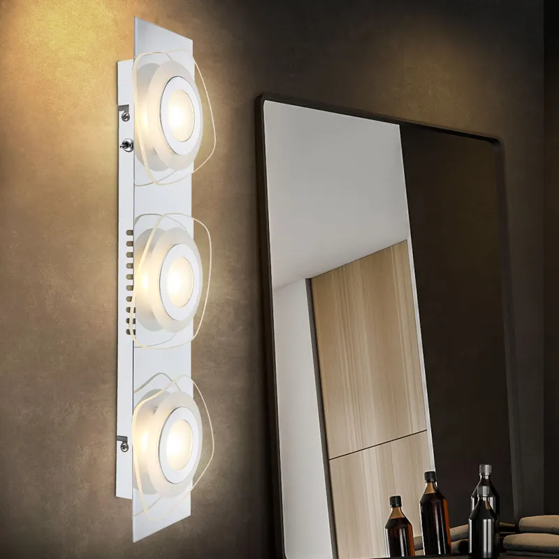 LED wandlamp, 3 vlammen, chroom, glas, H 46cm Fabrieksprijs