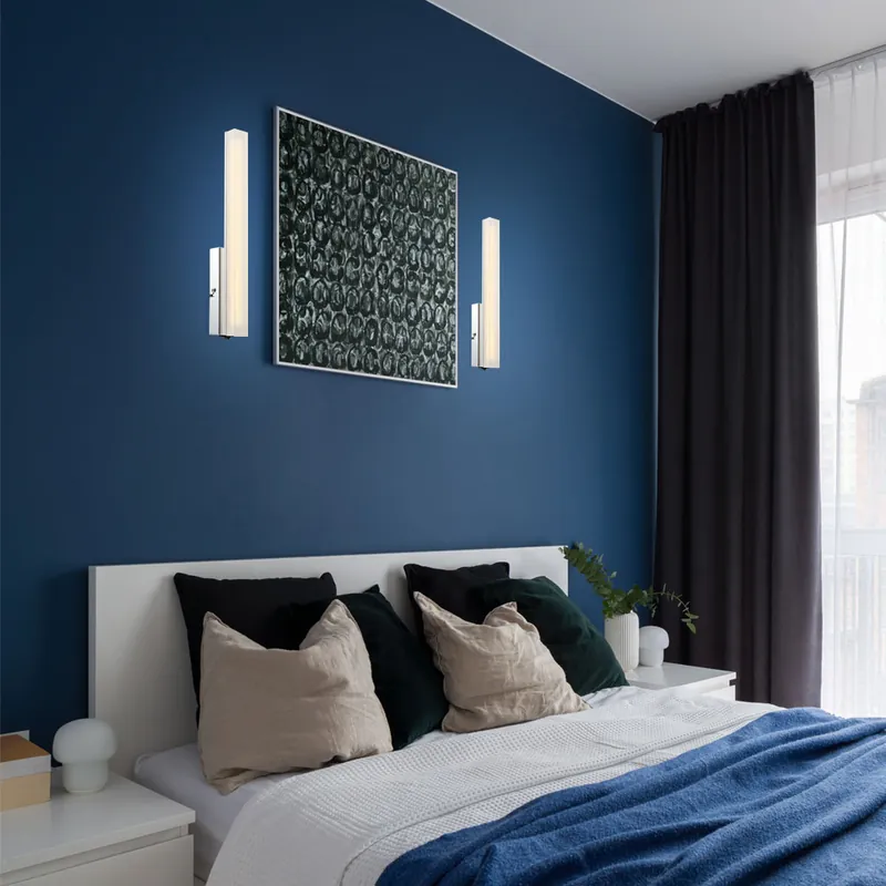 LED wandlamp in chroom met gesatineerde lampenkap Direct Beschikbaar