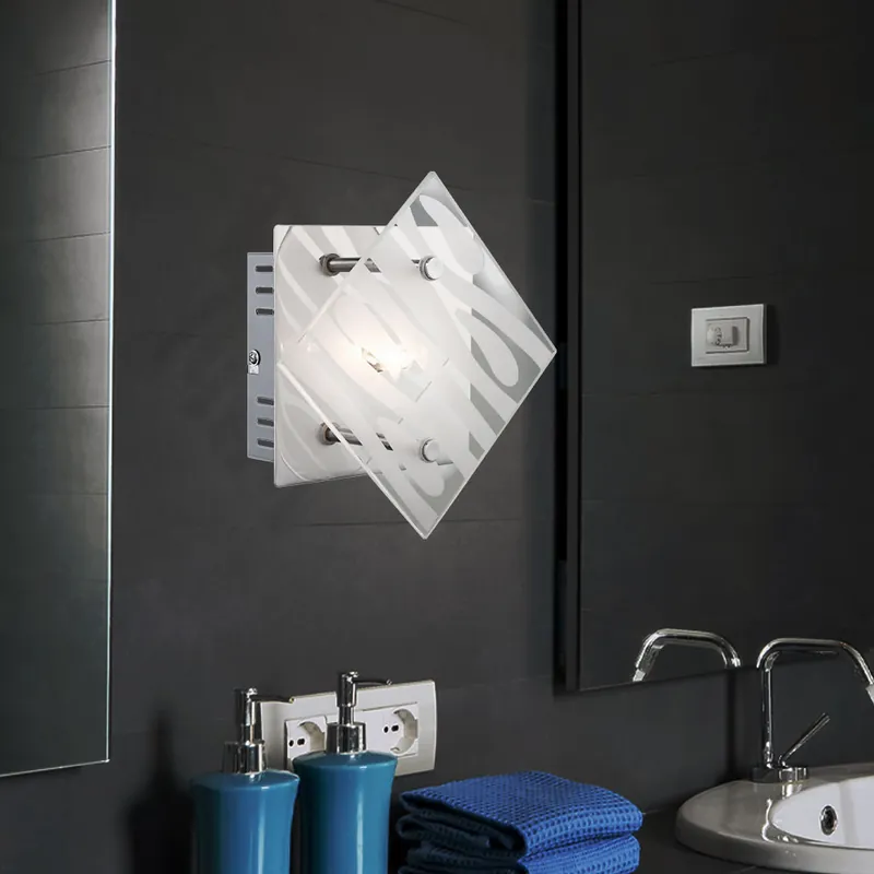 Koopje Wandlamp, chroom, glas, streepdesign, L 17 cm