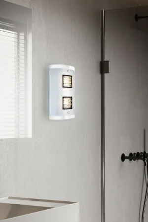 Aanbieding LED wandlamp, kristallen, chroom, helder opaal glas, H 30 cm
