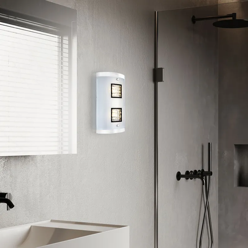Aanbieding LED wandlamp, kristallen, chroom, helder opaal glas, H 30 cm
