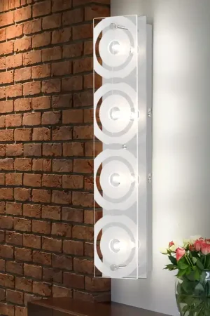 Veilige Betaling Wandlamp, chroom, gesatineerd glas, 4 vlammen, L 40 cm