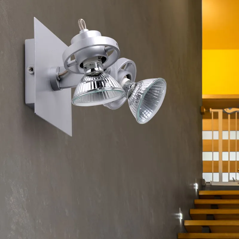 Favoriet Wandlamp, verplaatsbare spots, 2 vlammen, zilver, GU10