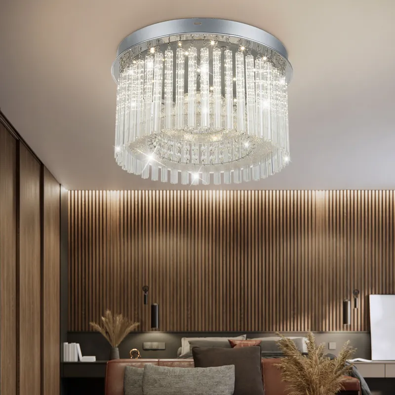 LED plafondlamp, verchroomd, kristallen, glas, D 37 cm Speciale Aanbieding