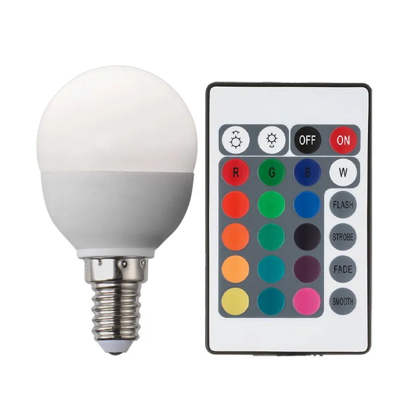 Betrouwbaar E14 3,5 W RGB LED-lamp inclusief afstandsbediening, DxH 5x8,5 cm