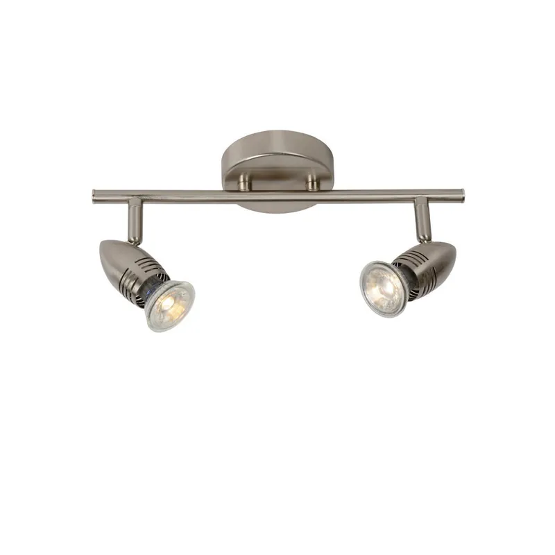 Express Levering Lucide CARO-LED - Plafondspot - LED - GU10 - 2x5W 2700K - Mat chroom
