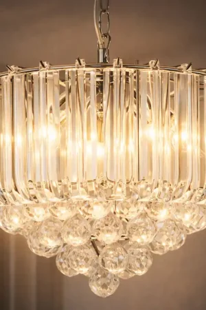 Koopje Hanglamp, kristal, chroom, helder, H 90 cm