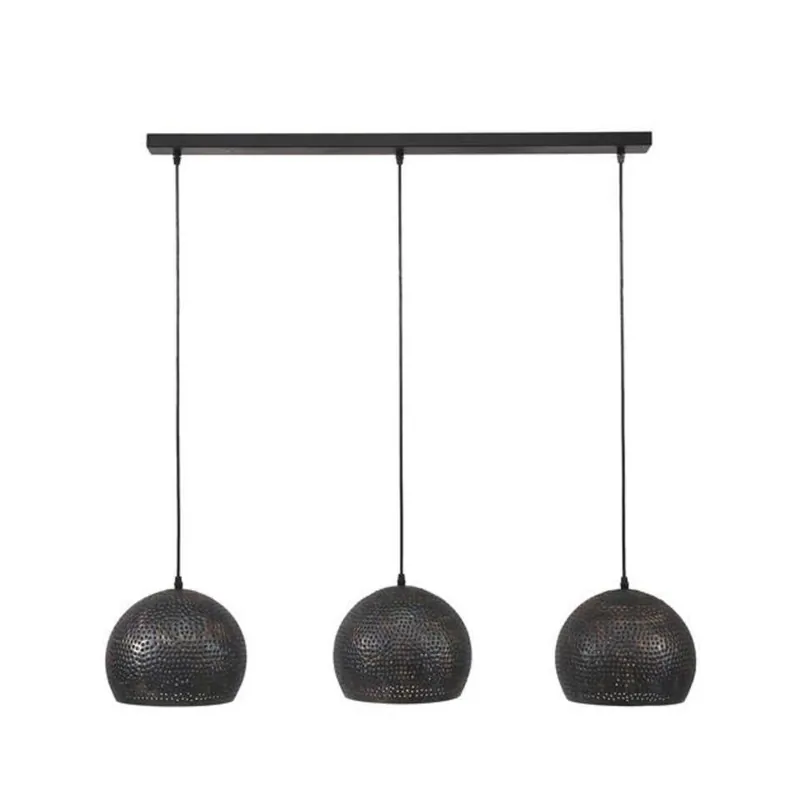 Bestseller Hanglamp industrieel Aya 3-lichts zwart bruin 25x110x150 cm Zwart bruin