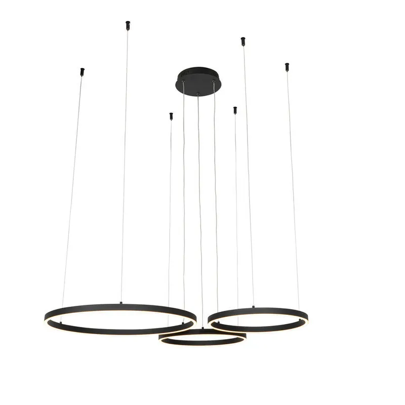 Qazqa hanglamp anello zwart geïntegreerde led Flitsaanbieding