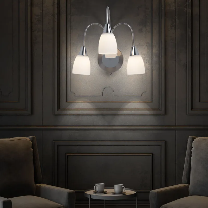 Lage Prijs LED wandlamp, mat nikkel, opaal glas, B 26 cm