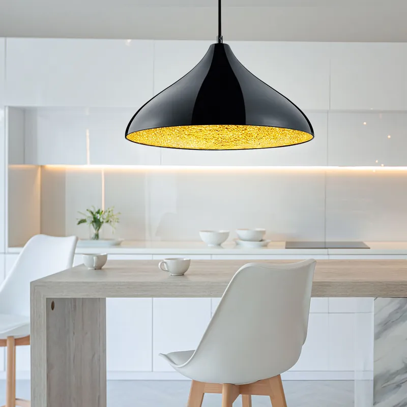 Hanglamp, zwart metaal, zwart gebroken glas, H 150 cm Bestel Nu