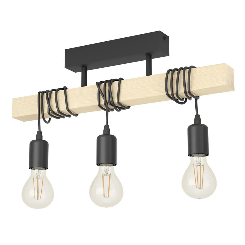 EGLOTownshendPlafondlamp-E27-55cm-Zwart/Bruin Voordeelprijs