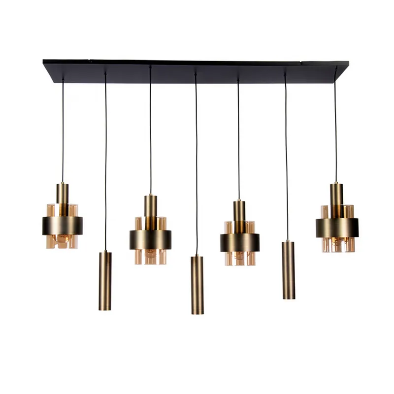 Lage Prijs Hanglamp Marrone 7L brons/amber glas