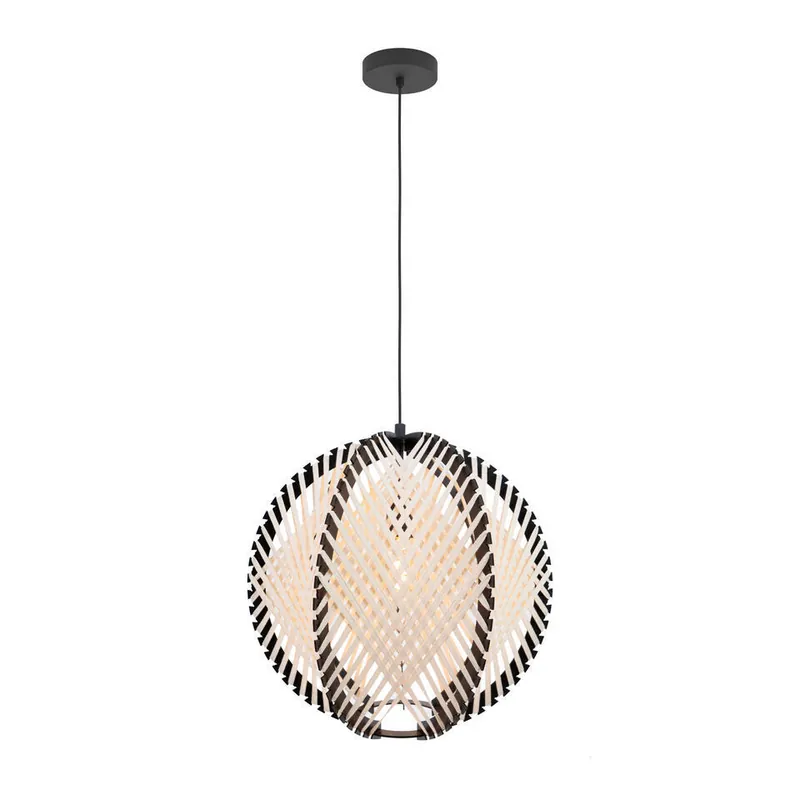 Laatste Kans EGLO Waverton Hanglamp - E27 - Ø 40 cm - Zwart/Wit - Textiel