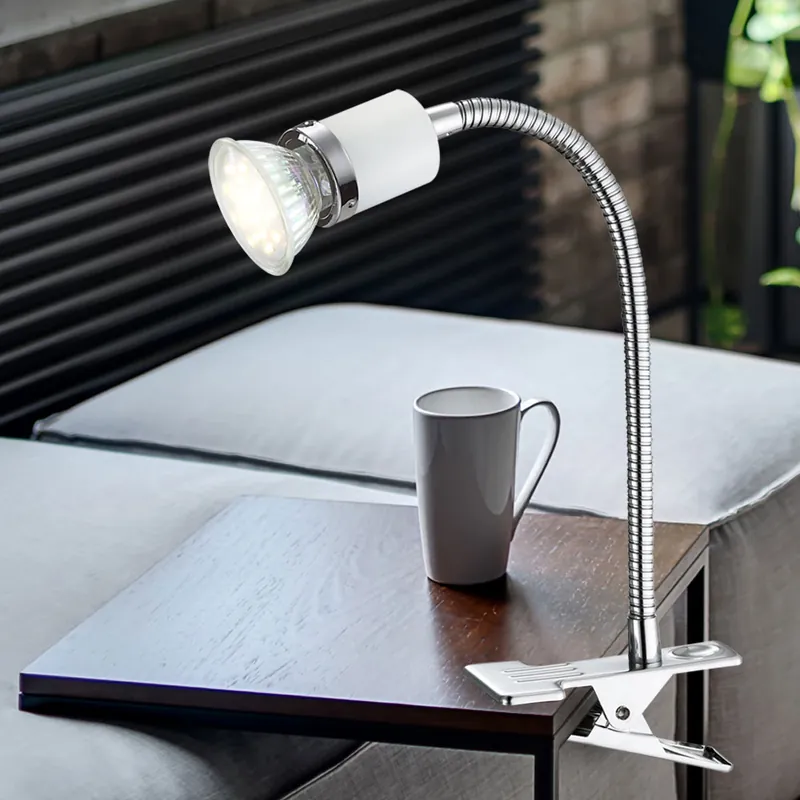 LED klemspot, chroom wit, flexibel H 37 cm Rechtstreeks Van De Fabrikant