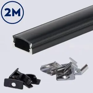 Compleet opbouw LED profiel CLASSIC 18 x 8 mm zwart/zwart | 2 meter Beperkte Voorraad