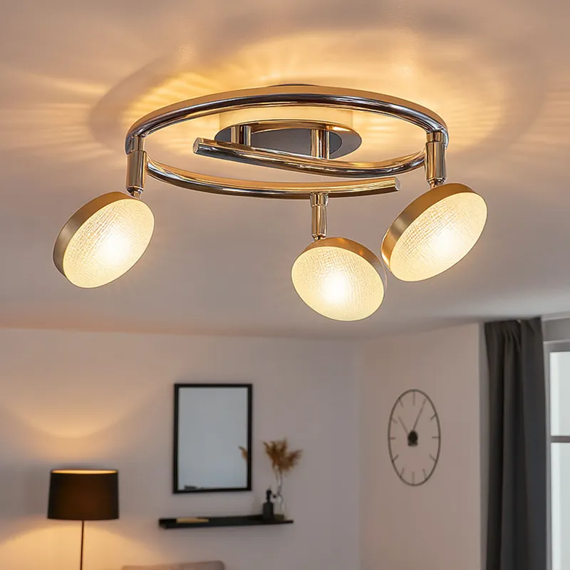 LED spot plank, aluminium, chroom, verplaatsbare spots, D 25 cm Alleen Vandaag