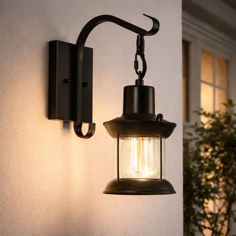 Express Levering Wandlamp Vintage Zwart LED Hout Metaal Woonkamer Slaapkamer
