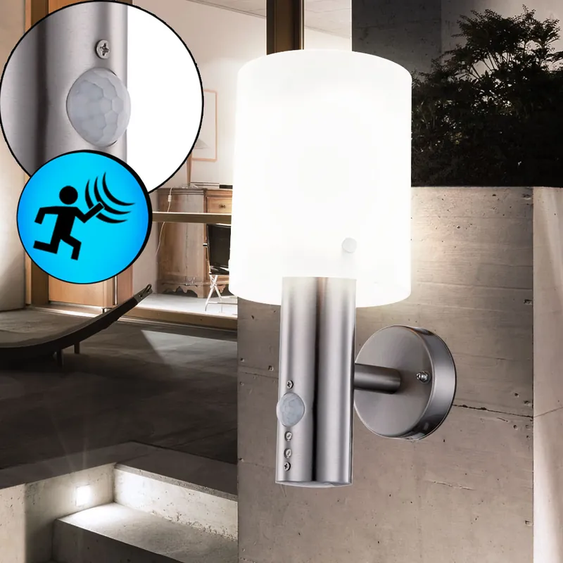 Express Levering LED wandlamp, roestvrij staal, bewegingsmelder, H 27,8 cm, EXTOL
