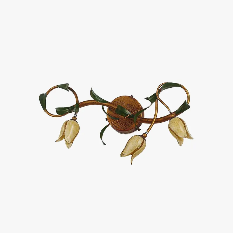 Gereduceerde Prijs Vintage Bloem LED Wandleuchte Koper Badkamer Slaapkamer Metaal Glas 3/5 Lampen