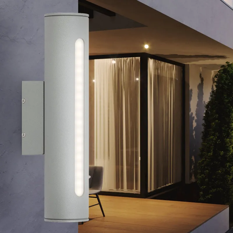 Uitverkoop LED wandlamp, metaal, grijs, IP44, H 30 cm