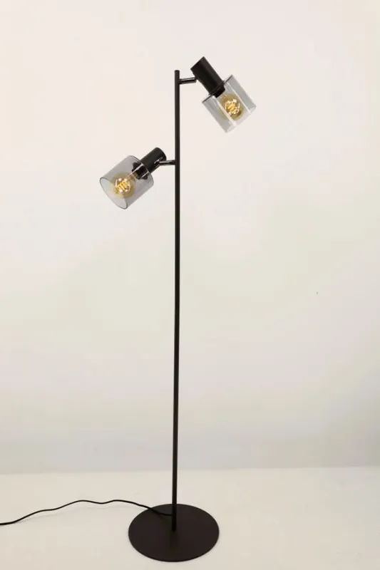 Vloerlamp YAMAS 2-lichts | Smoke glas Ø 12 cm Superprijs