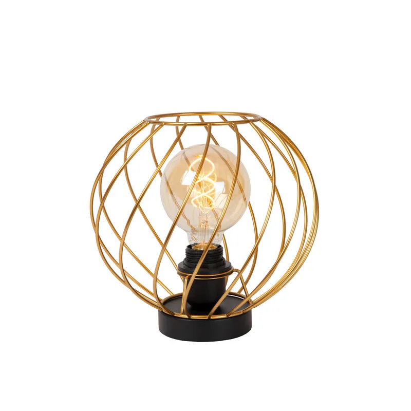 Lucide DANZA - Tafellamp - Ø 25 cm - 1xE27 - Mat Goud / Messing Favoriet