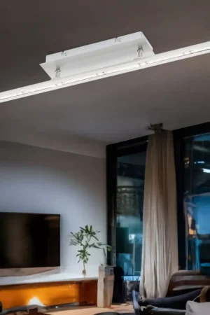 LED plafondlamp, staal, chroom, zilver, warm wit, L 62,5cm Favoriet