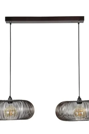 Dagaanbieding Industriële hanglamp Jill 2-lichts koper bruin - 43x102x150 cm - Nikkel - Zwart