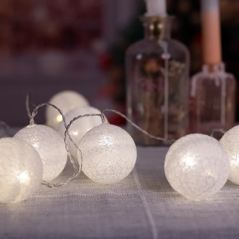 Sprookjesverlichting, katoenbollen, 20x LED lengte 285 cm, VENUTO Direct Verzonden