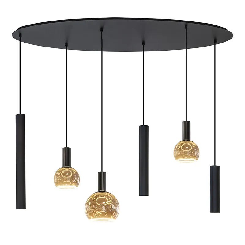 Hanglamp Riva 6L Ovaal – Zwart Superprijs