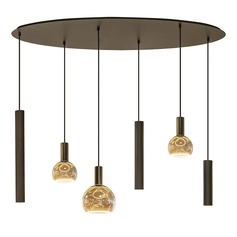 Hanglamp Riva 6L ovaal platinum Laatste Versie