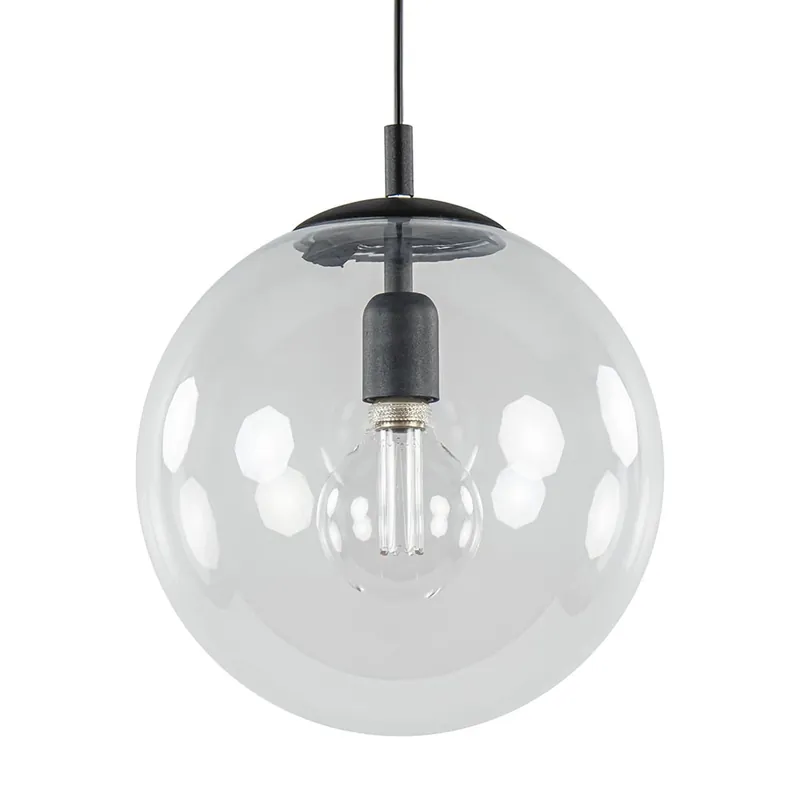 Aanbieding Hanglamp zwart met helder glazen bol 30 cm