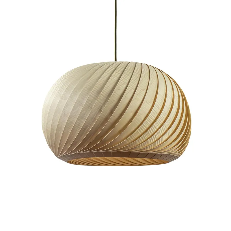 Voordeelprijs Houten hanglamp bol met zwart snoer