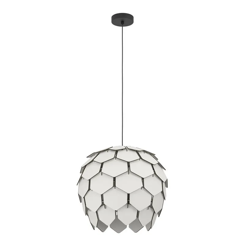 EGLO Mattanza Hanglamp - E27 - Ø 49,5 cm - Grijs/Zwart - Hout/Staal Voordeelprijs