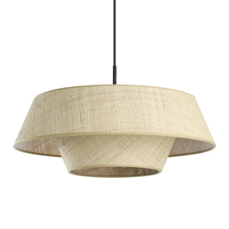 Fabrieksprijs EGLO Marford Hanglamp - E27 - Ø 50 cm - Zwart/Natuur/Raffia