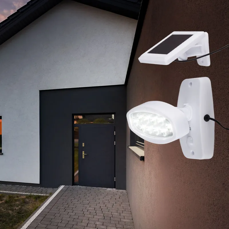 LED wandlamp op zonne-energie, bewegingsmelder, draaibaar, wit Seizoensaanbieding