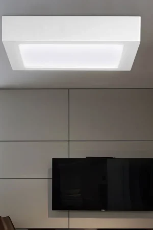 Tijdelijk Beschikbaar LED plafondlamp, vierkant, crèmekleurig, L 22,5cm