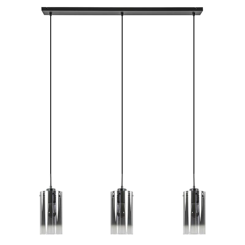 Beperkt Aanbod Hanglamp Ventotto 3l zwart/smoke glas