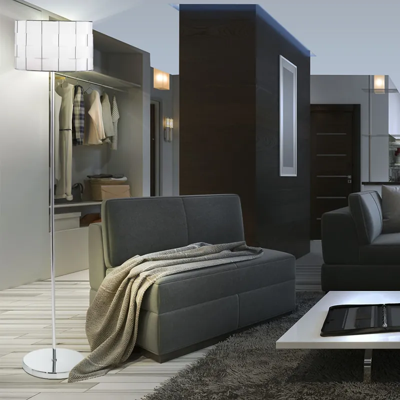 Flitsaanbieding Elegante vloerlamp met gevlochten lampenkap Mate