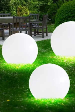 Koop Online Set van 3 LED buitenlampen op zonne-energie, witte bol, 15 en 20 cm