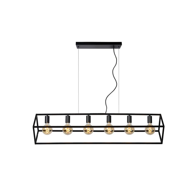 Lucide FABIAN - Hanglamp - 6xE27 - Zwart Uitverkoop