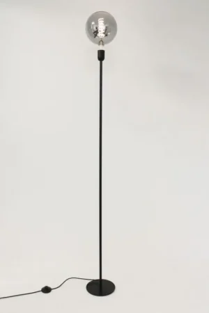 Zwarte vloerlamp 1-lichts TUBE 155 cm | Inclusief LED GIANT smoke Premium