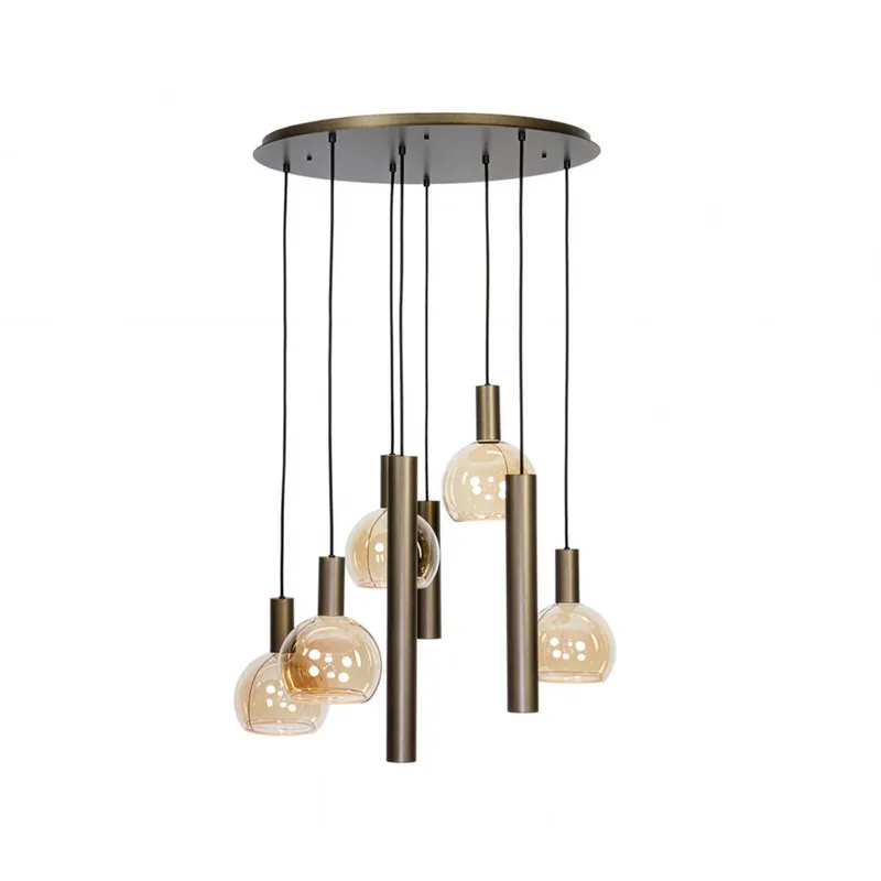 Laatste Versie Hanglamp Riva 8L rond in de kleur platinum
