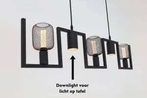 Tijdelijk Beschikbaar Functionele zwarte hanglamp COMBI GAAS E27 + GU10 | 5-lichts compleet