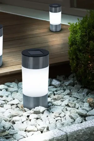 Nu Kopen Set van 3 solar steeklampjes, roestvrij staal, H 23,5 cm